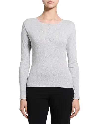 Theory Long Sleeve Henley Top In Gray