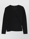 Theory Long Sleeve Knit Top Tie Back Wrap In Black
