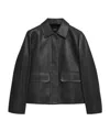 Theory Long Sleeve Leather Jacket In Black