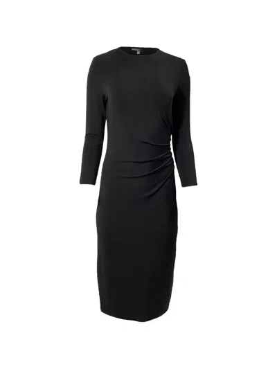 Pre-owned Theory Long-sleeve Midi Dress In Black