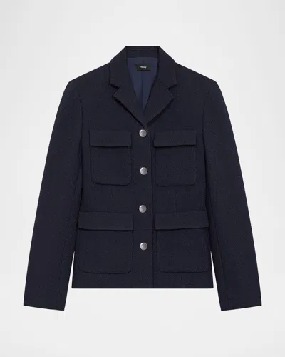 Theory Classic Military Jacket In Navy Multi