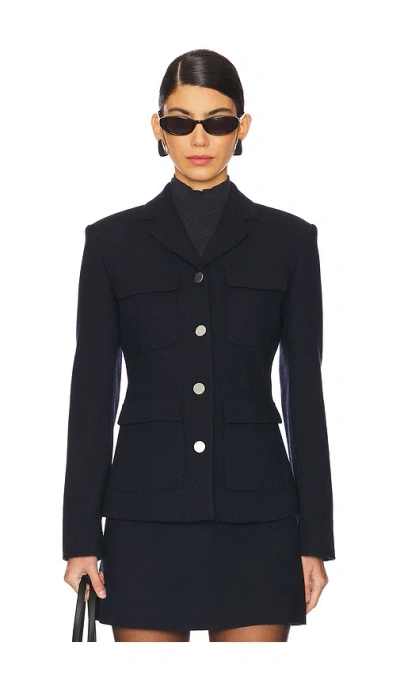 Theory Long Sleeve Military Jacket In Navy Multi