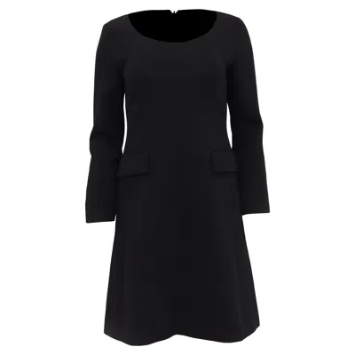 Theory Long Sleeve Mini Dress With Pockets In Black Polyester