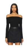 Theory Long Sleeve Off The Shoulder Top In Black