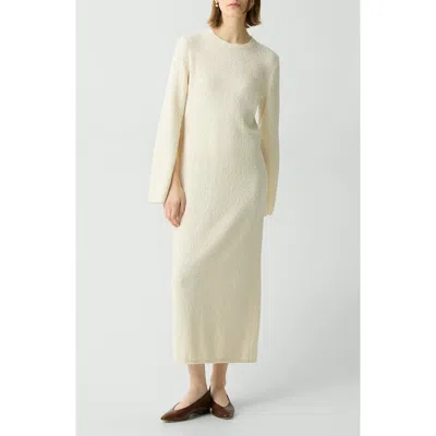 THEORY THEORY LONG SLEEVE ORGANIC COTTON BLEND BOUCLÉ SWEATER DRESS