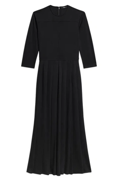 Theory Long Sleeve Pleated Dress In Black
