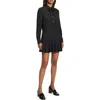 Theory Long Sleeve Pleated Mini Shirtdress In Black