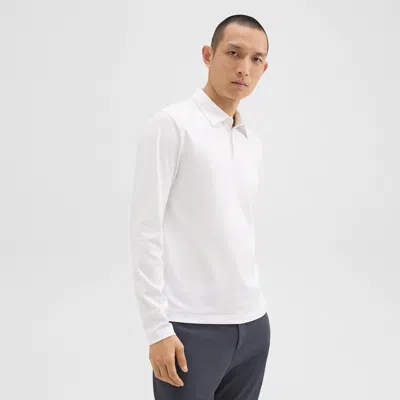 Theory Long-sleeve Polo Shirt In Cotton Jersey In White