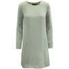 Theory Long Sleeve Shift Dress In Mint Green Crepe In Green