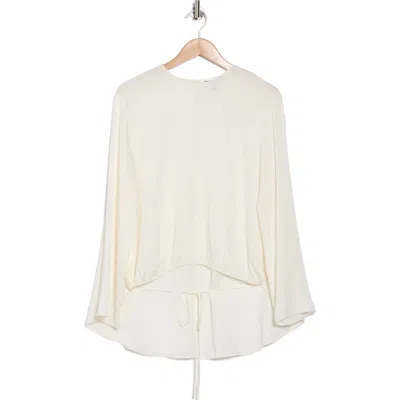 Theory Long Sleeve Silk Cape Top In Ivory
