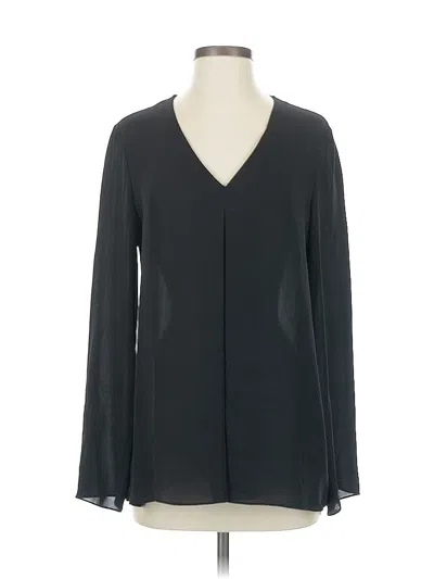 Pre-owned Theory Long Sleeve Silk Top Black V Neck Tops