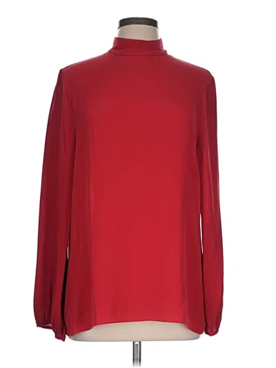 Pre-owned Theory Long Sleeve Silk Top Burgundy Turtleneck Tops