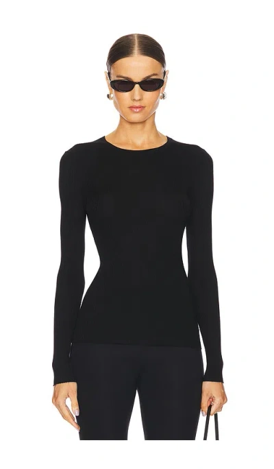 Theory Slim Rib Merino Wool Pullover Sweater In Black