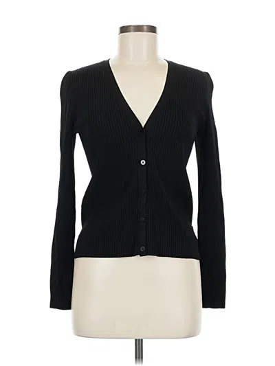 Pre-owned Theory Long Sleeve Top Black Plunge Neckline Tops