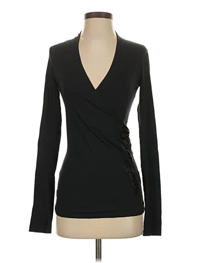 Pre-owned Theory Long Sleeve Top Black Plunge Neckline Tops