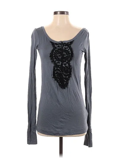 Pre-owned Theory Long Sleeve Top Gray Sweetheart Neckline Tops