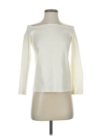 Pre-owned Theory Long Sleeve Top Ivory Boatneck Tops In White