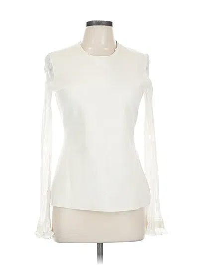 Pre-owned Theory Long Sleeve Top Ivory Boatneck Tops In White