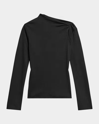 Theory Twist Neck Top In Cotton Jersey In Black