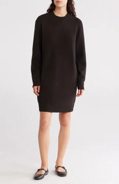 Theory Long Sleeve Wool & Cashmere Sweater Dress In Mink