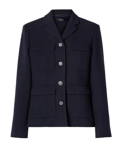 Theory Long-sleeved Casual Jacket In Blue