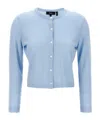 Theory Crew Neck Knit Cardigan In Blue