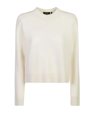 Theory Long-sleeved Knitted Sweater In White