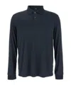 Theory 'goris' Blue Polo Shirt With Classic Collar And Long Sleeves In Black
