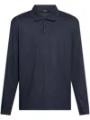 Theory 'goris' Blue Polo Shirt With Classic Collar And Long Sleeves In Blau