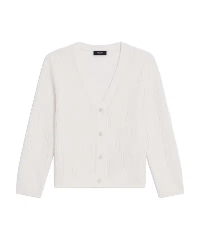 Theory Long-sleeved Short Cardigan In White