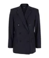 Theory Black Double Breasted Jacket With Shoulder Pads In Black