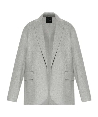 Theory Long-sleeved Suit Coat In Gray