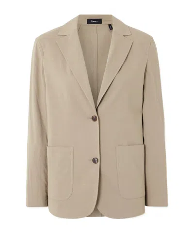 Theory Long-sleeved Suit Jacket In Brown