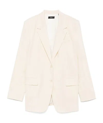 Theory Long-sleeved Suit Jacket In White