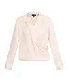Theory Lapel Wrap Blush Blouse With V-neck In White