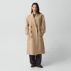 Theory Long Trench Coat In Textured Wool-cashmere In Brown