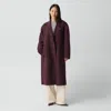 Theory Long Trench Coat In Textured Wool-cashmere In Burgundy