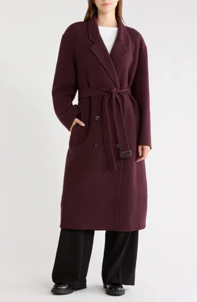 Theory Long Wool & Cashmere Trench Coat In Burgundy