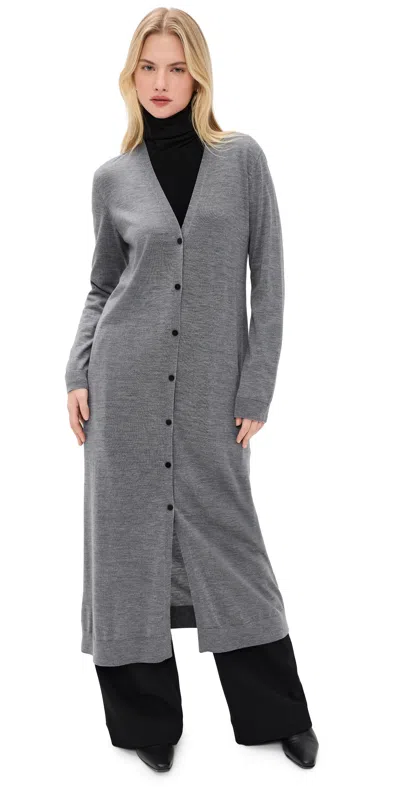Theory Long Wool Cardigan Light Heather Grey In Gray