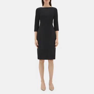 Theory Long-sleeve Sheath Dress In Sevona Stretch Wool In Black