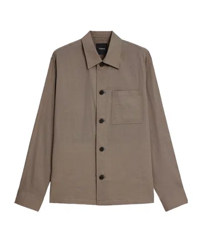 Theory Long-sleeve Shirt-style Jacket In Brown