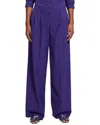 Theory Stretch Wool Pleated Low-rise Pants In Blue Iris