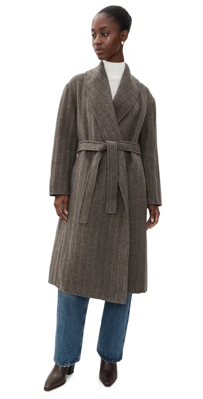Theory Lux Shawl Coat Mocha Multi