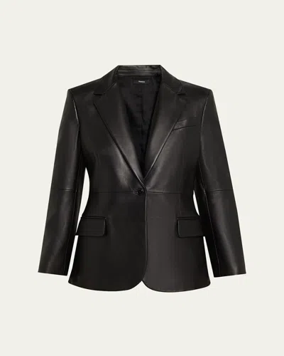 THEORY LYNNIA LAMBSKIN LEATHER BLAZER