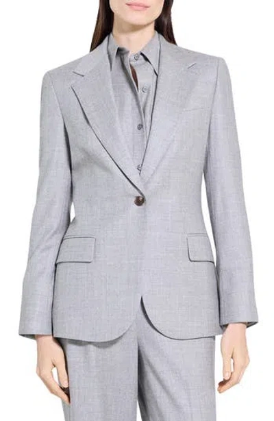 Theory Lynnia Sleek Virgin Wool Blazer In Gray