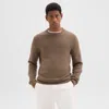 Theory Maden Crewneck Sweater In Merino Wool In Dark Taupe