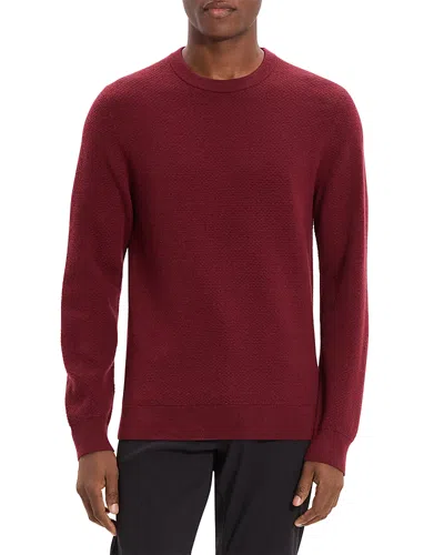 Theory Maden Textured Crewneck Sweater In Burgundy