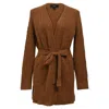 Theory Malinka Belted Cable-knit Cardigan In Brown Cashmere In Brown