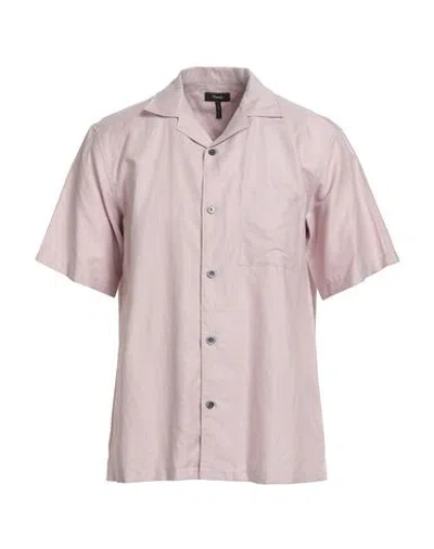 Theory Man Shirt Blush Size S Linen, Cotton In Pink