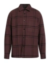 Theory Man Shirt Chocolate Brown Size L Cotton, Polyester In Brown